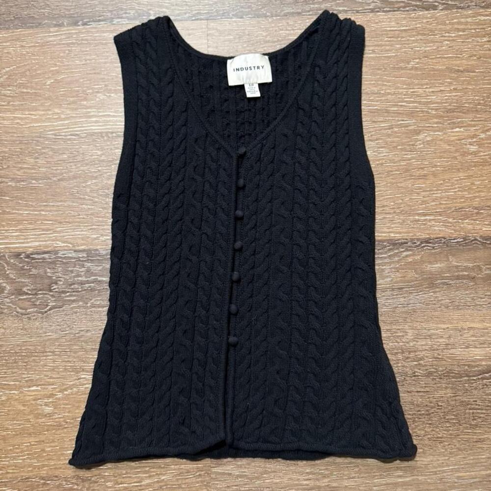 Black cable knit button up